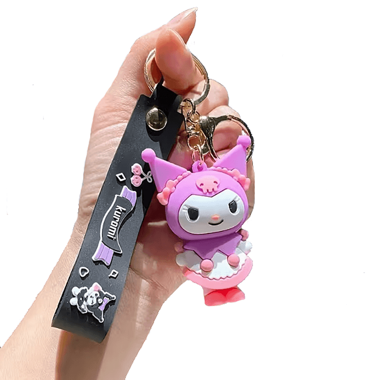 Back to School Sanrio Kuromi 3D Cartoon Keychain Pendant — Dark Pink